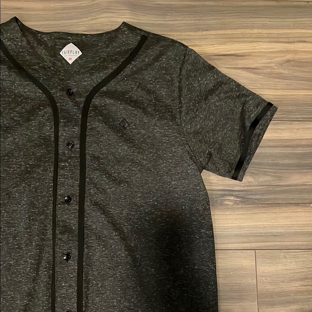 Black V-Neck Jersey Shirt with Short Sleeves